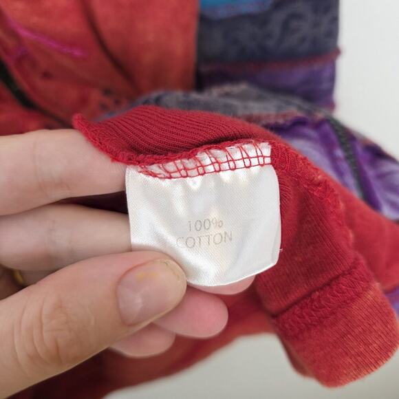 Greater Rainbow Colorful Embroidered Patchwork Hippie Jacket Size Medium - Picture 7 of 10